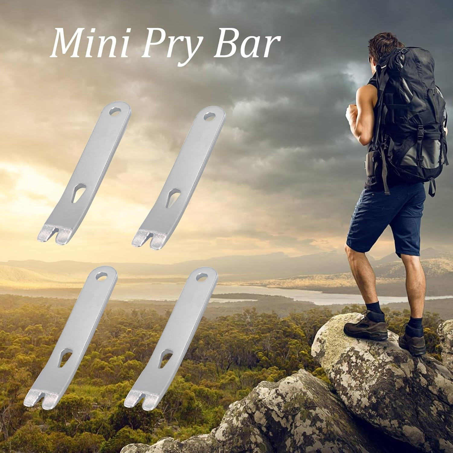 6PCS 3″ Mini Pry Bar Set, Stainless Steel EDC Pocket Tool with Keychain Hole, Mu