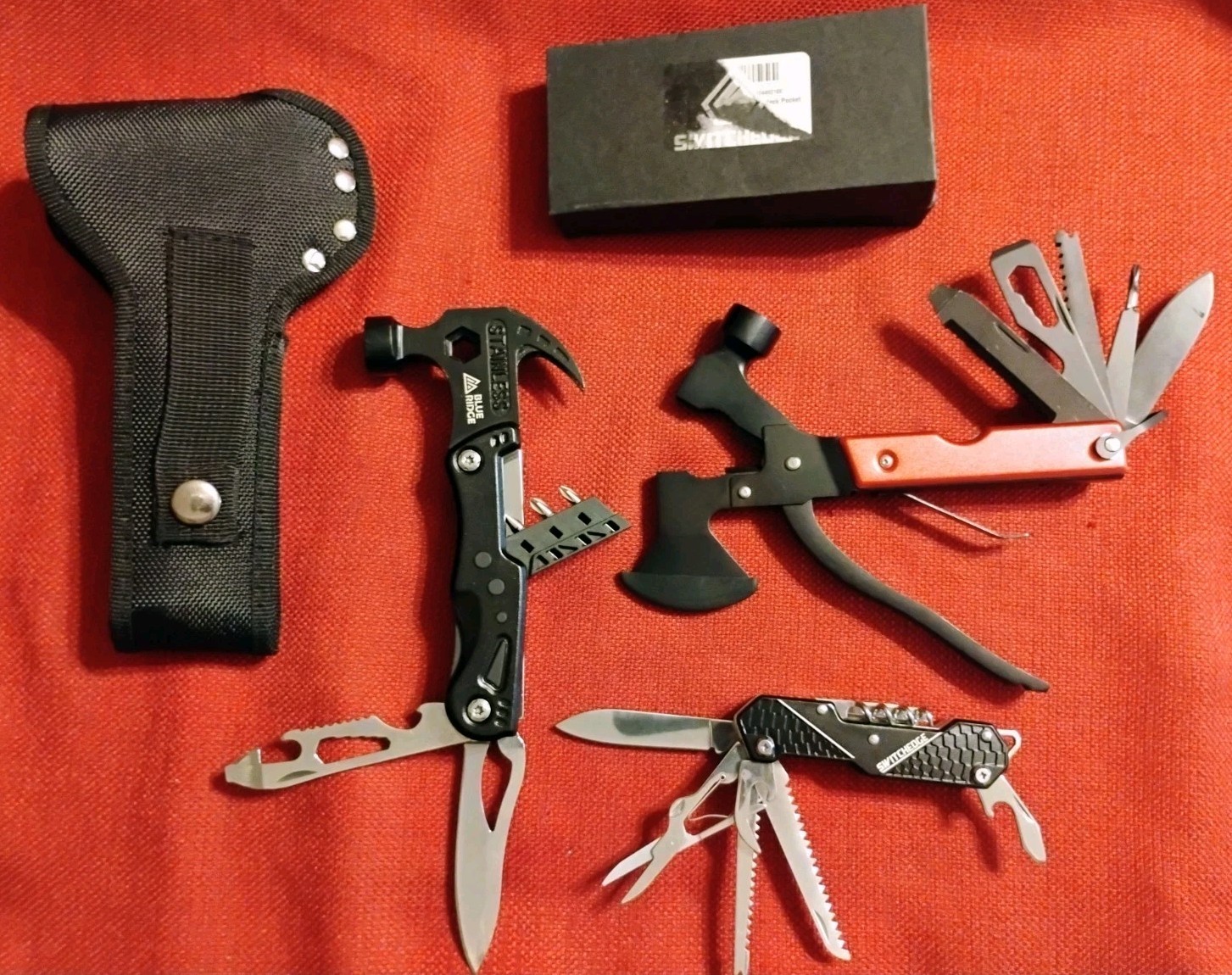 New multitool knife 3pc lot: Blue Ridge hammer & hatchet, camping EDC survival