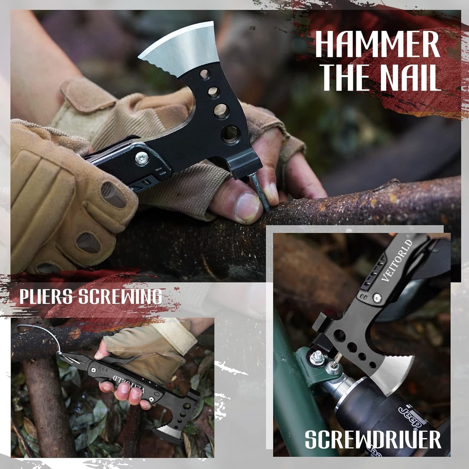 Versatile Multitool with Axe & Hammer – Stylish Presents for Outdoor Adventurers
