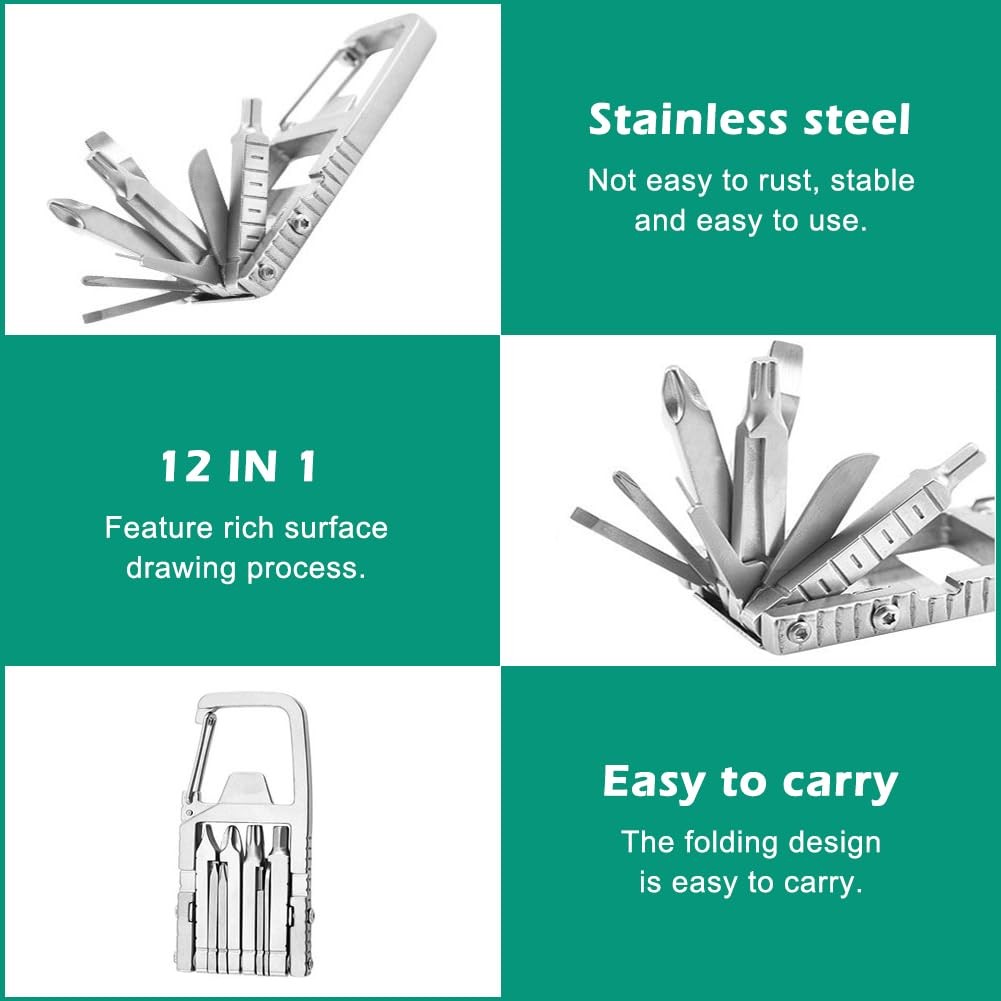 12 in 1 Keychain Multitool Screwdriver Bit, Portable Pocket Tool with Screwdr…