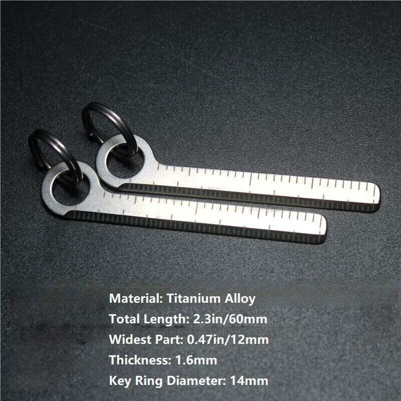 Mini Titanium Ruler CM Inch Scale Keychain Pendant Key Ring EDC Measuring Tool