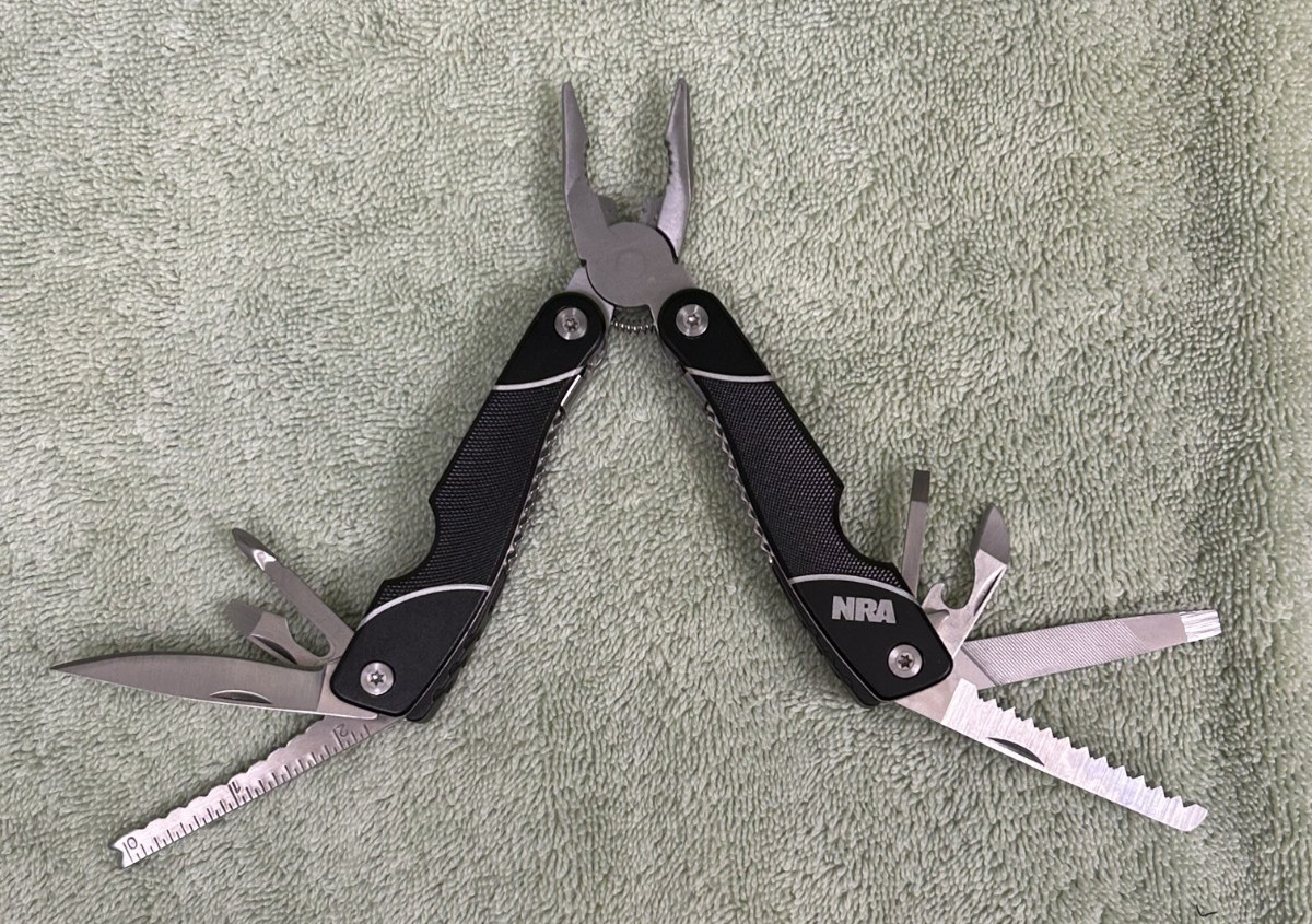 NRA Black Pocket Multi-Tool with 9 Tools with Textured Handle