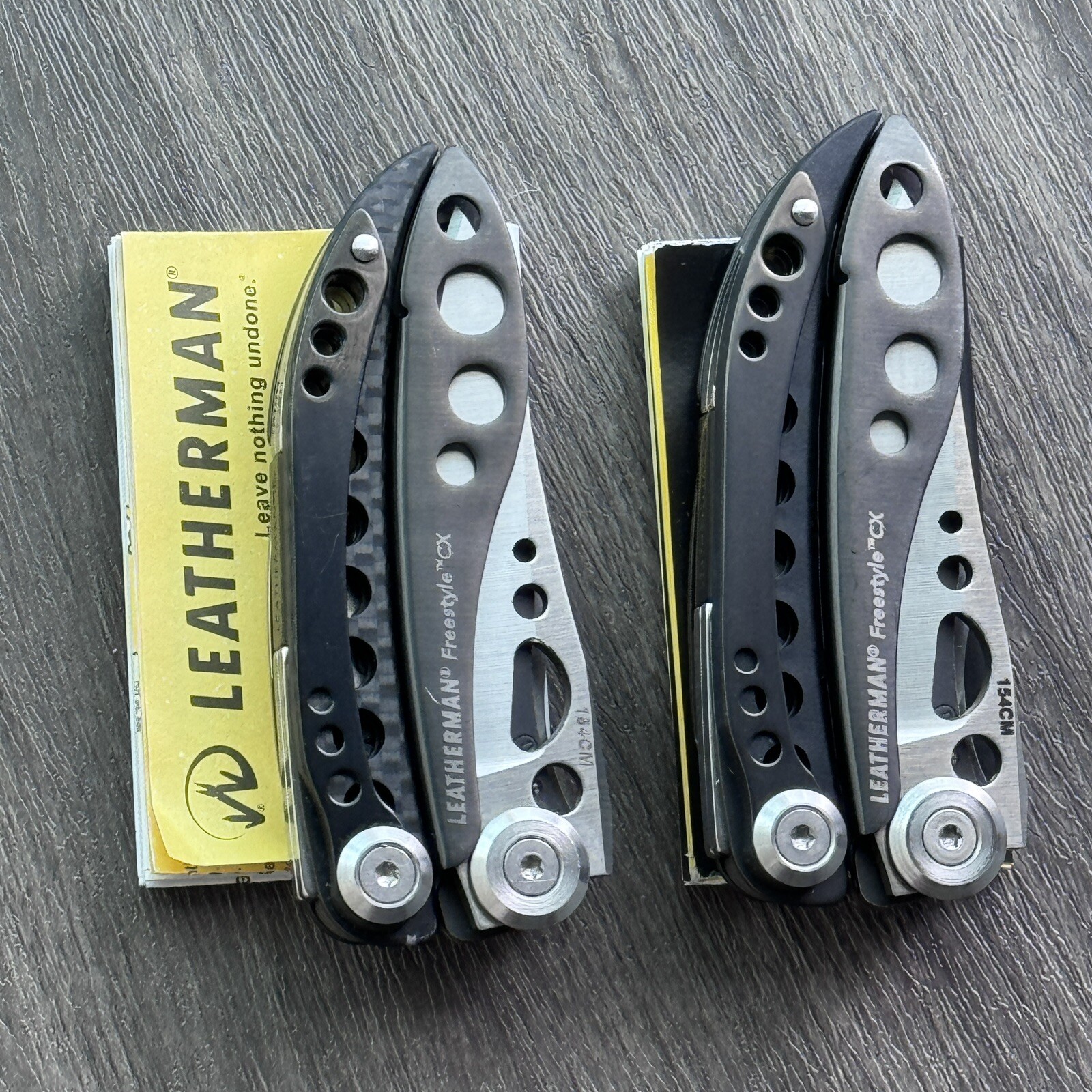 2x Leatherman Freestyle CX Carbon Fiber, 154CM, DLC. Early & Later Variants