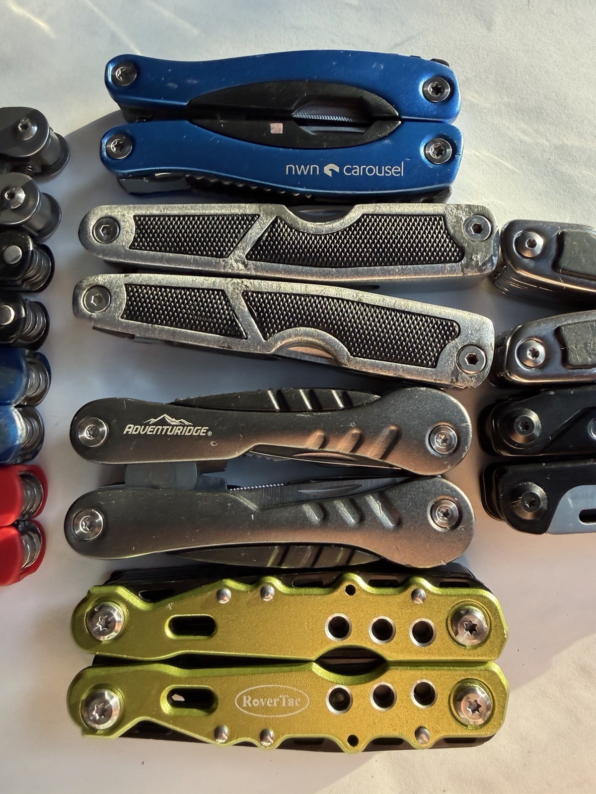 Big Lot of 10 Multi-Tools Pocket Knives, Various Brands inc Ozark Trail, Perwin