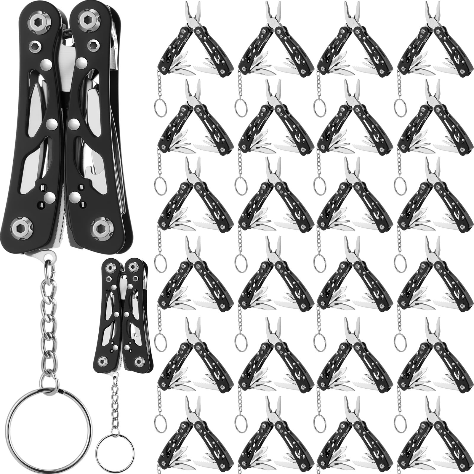 24 Pcs Mini Multitool Set – Stainless Steel Pliers, Knife, Screwdriver, Bottle O