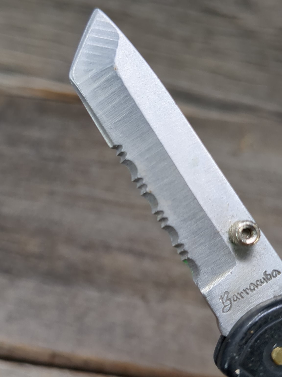 Barracuda Folding Pocket Knife Partially Serrated Stainless Steel China