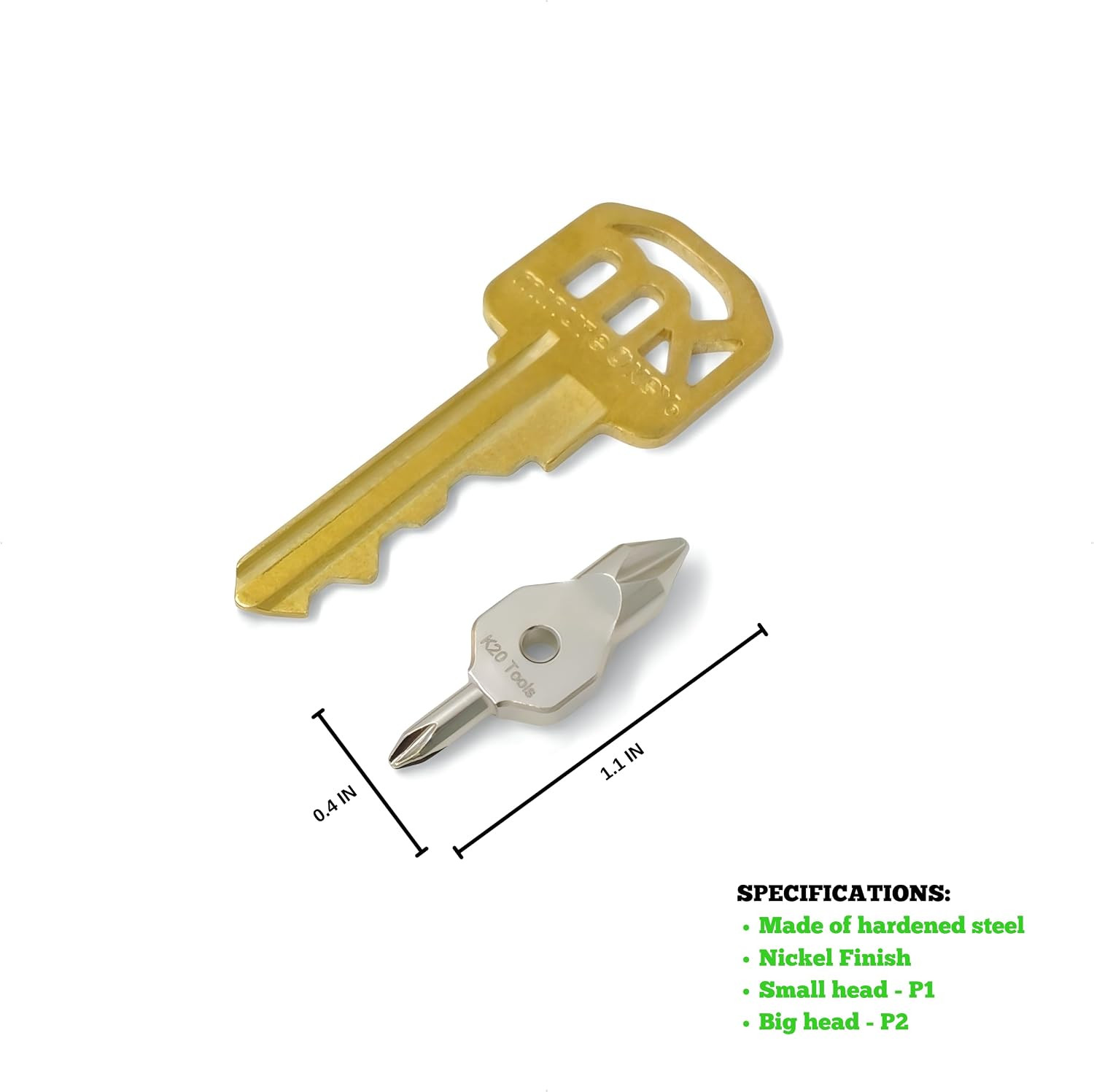 Small Screwdriver Keychain with Phillips Head – Tiny EDC Pocket Tool (P1, P2) Si