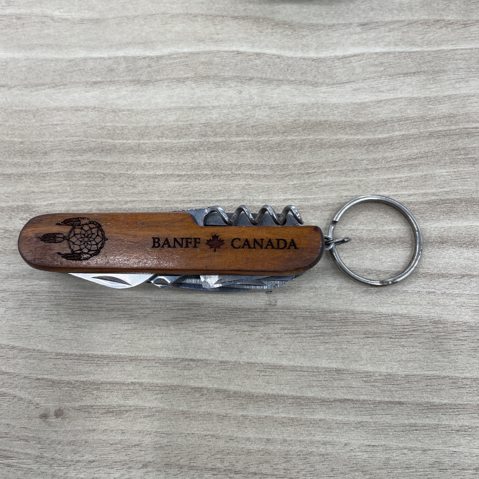 Multi Tool Pocket Knife wood handle Screwdriver, saw, scissors