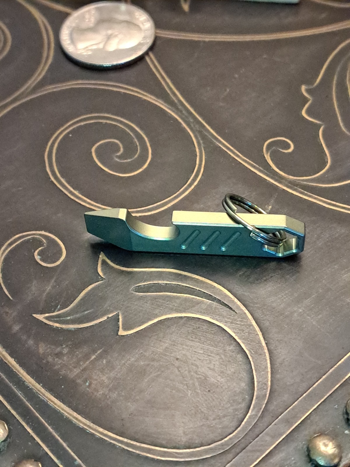 Mini EDC Anodized Gold Titanium Keychain Bottle Opener