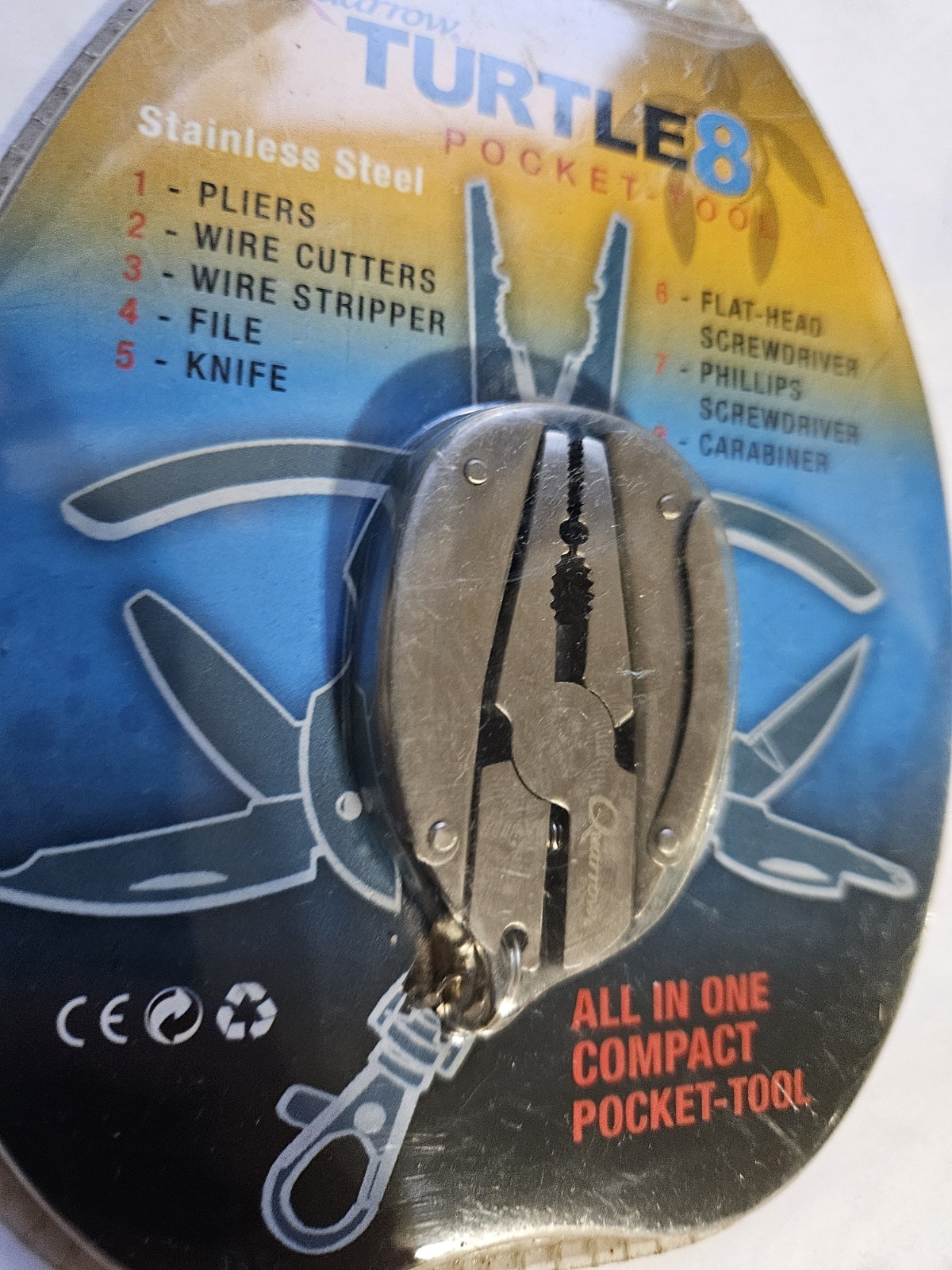 Quarrow TURTLE 8 POCKET TOOL STAINLESS STEEL COMPACT SIZE 7MMX35MMX50MM All In 1
