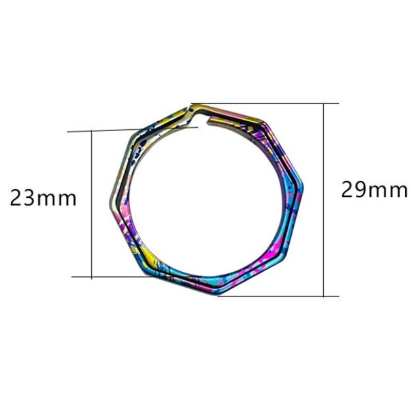 EDC TC4 Titanium Alloy Octagon Key Ring Keychain Lightweight Hanging Buckle Tool