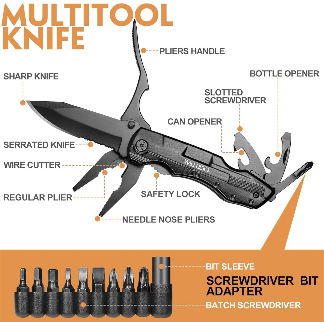 Multitool Pocket Knife With Blade, Gifts For Men, NEW, UNUSED
