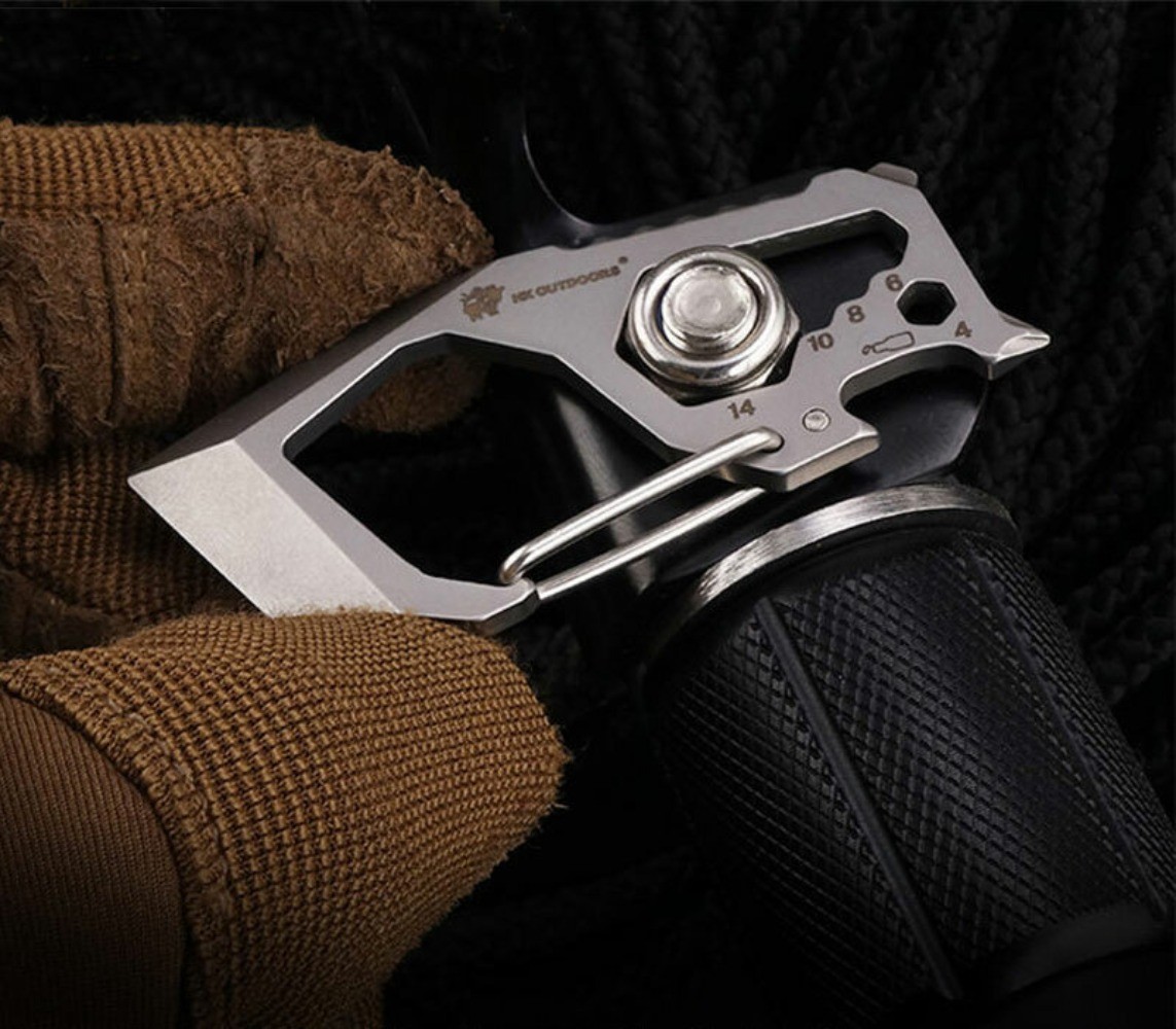 EDC High Stainless Steel Multifunction Keychain Key Carabiner Opener Wrench Tool