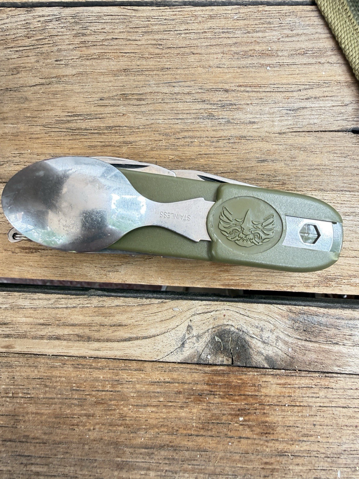 Lot of 2 Camping Utensil Multi-Tools Folding Spoon Fork Knife Corkscrew Hiking