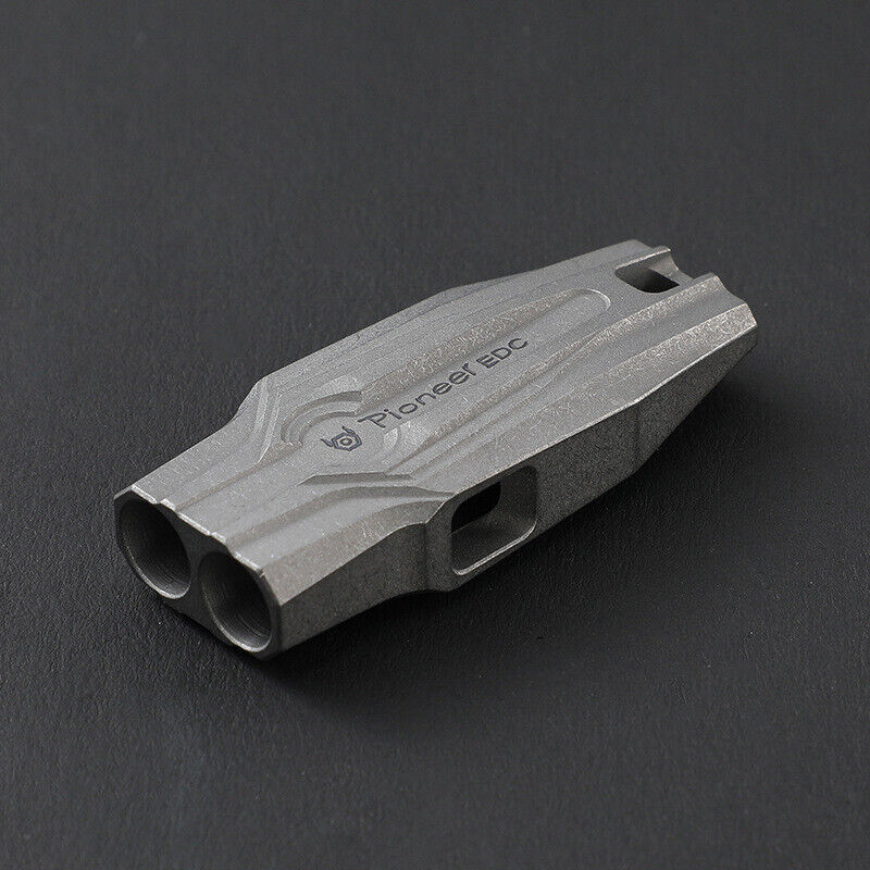 Titanium Alloy Double Tube Whistle 120DB Outdoor Survival EDC SOS High Frequency