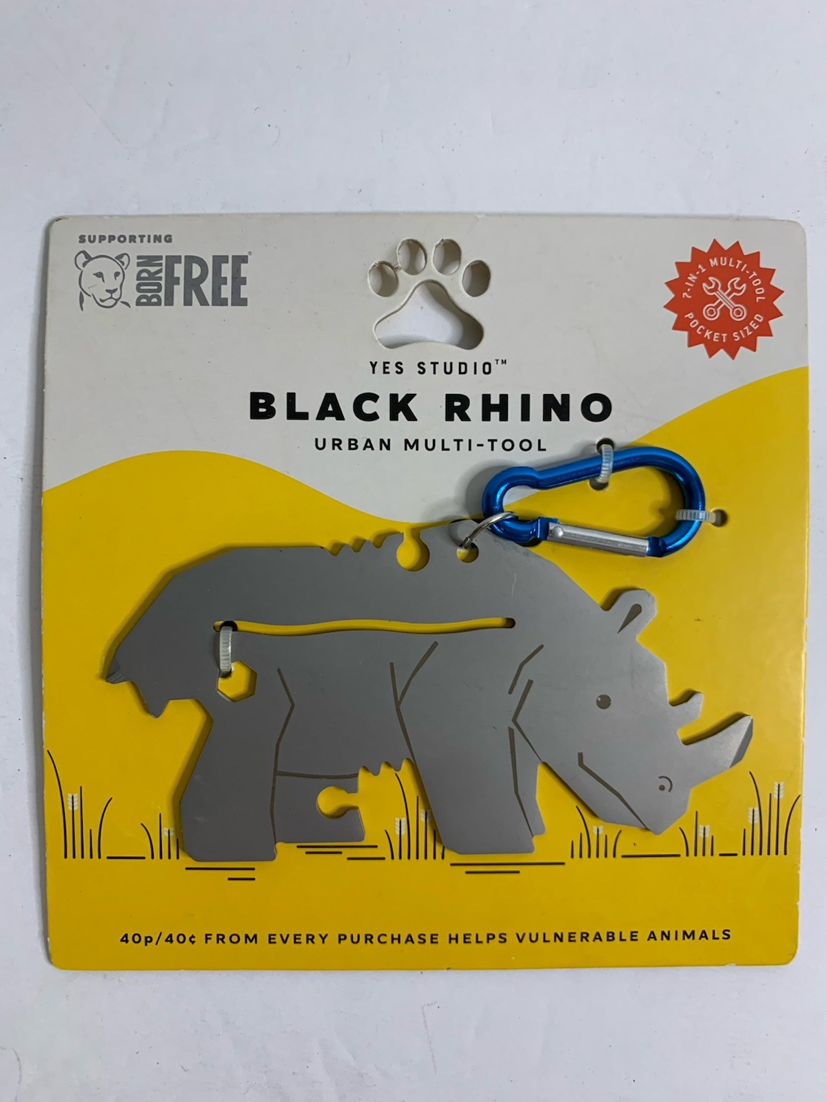 Black Rhino Urban Multi-Tool Yes Studio Animal Shaped Stainless Steel 8 Function