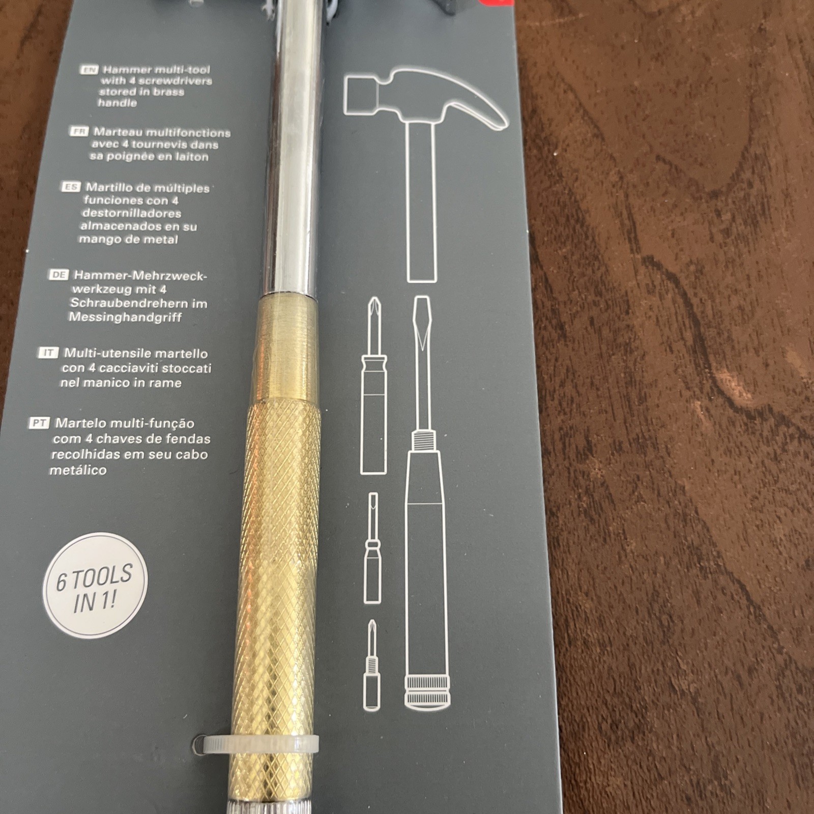 Kikkerland Handy Hammer Multi Tool 6 in 1 Screwdriver CD111 Gadget Gift Mens New