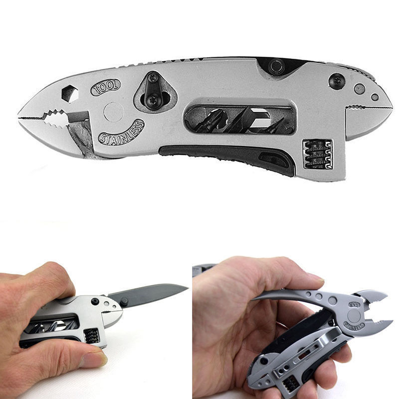 Multi Tool Set Adjustable Wrench Jaw Screwdriver Pliers Knife Survival Gear