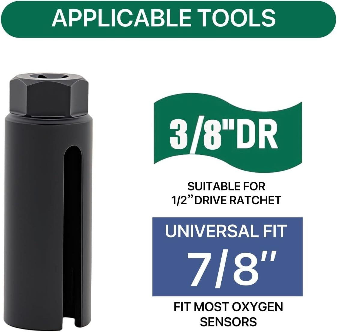 Oxygen Sensor Socket with Side Wire Cutout 3/8” Inch Drive x 7/8” 22mm fits A…