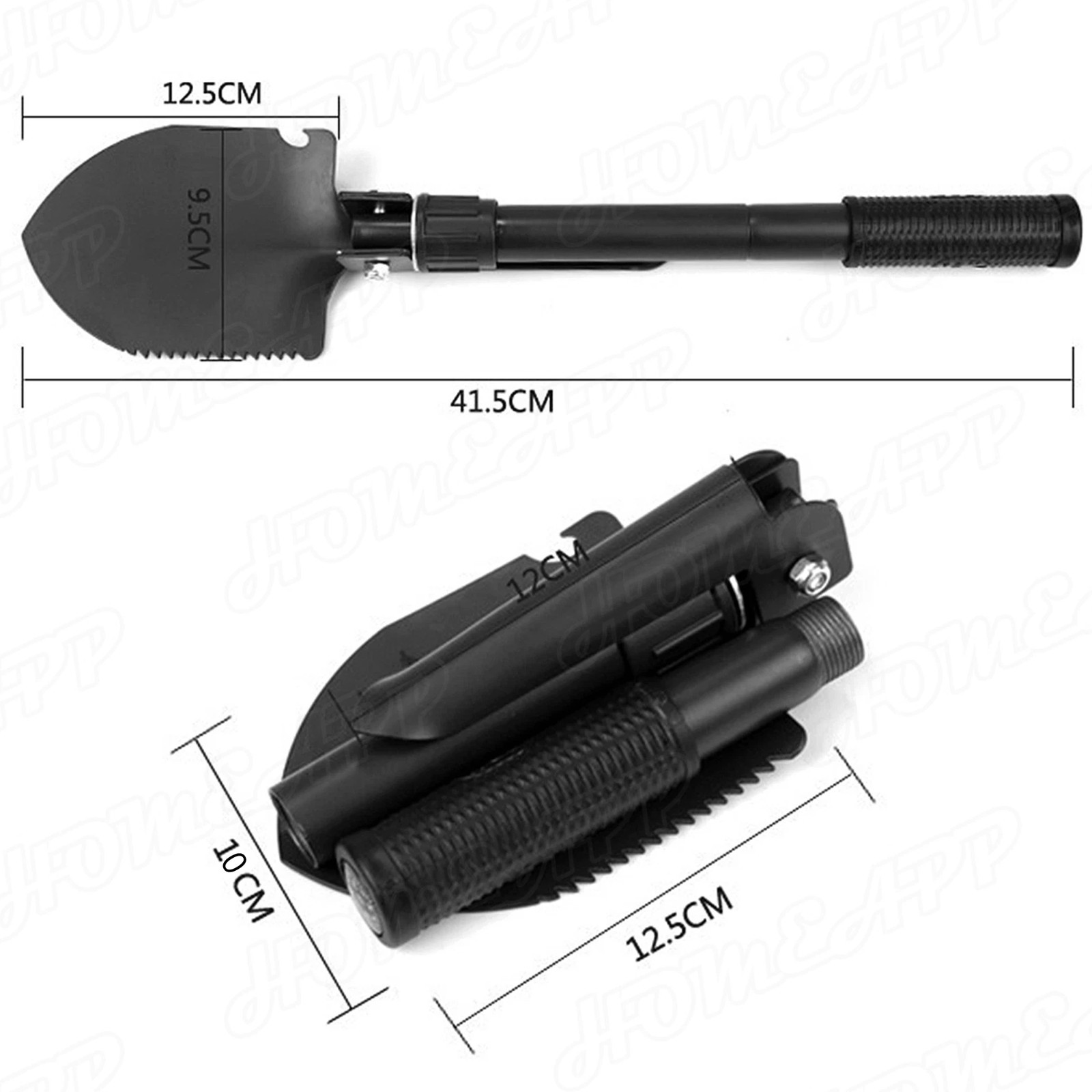 Survival Folding Shovel Outdoor Garden Camping Hiking Spade Foldable/Black