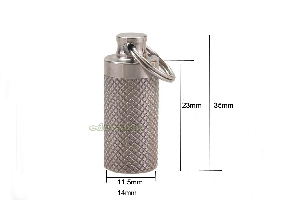 TC4 Titanium Portable Keychain Pill Capsula Case Outdoor Survival Tool F-14T EDC