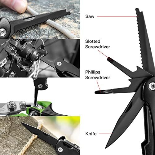 14-in-1 Multitool Pliers with Pocket Clip, Knife, Screwdrivers, Saw, Gifts