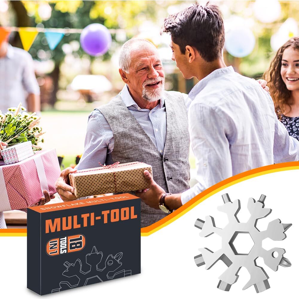 Stocking Stuffers Gifts For Men Dad 18 In 1 Silver Snowflake Multitool & 20 In 1