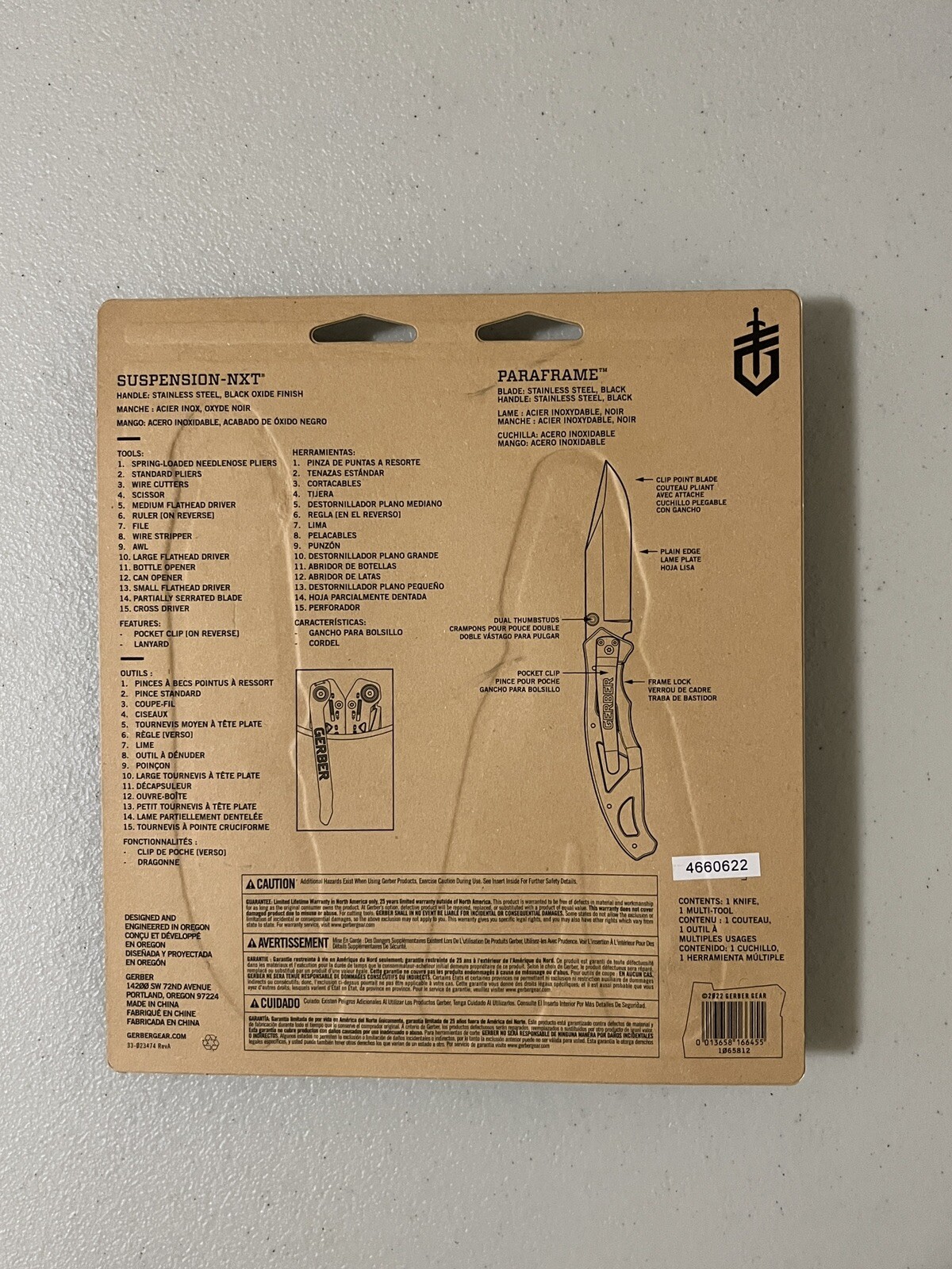GERBER Black Suspension NXT Multitool Plier + Paraframe Knife Combo Pack Genuine