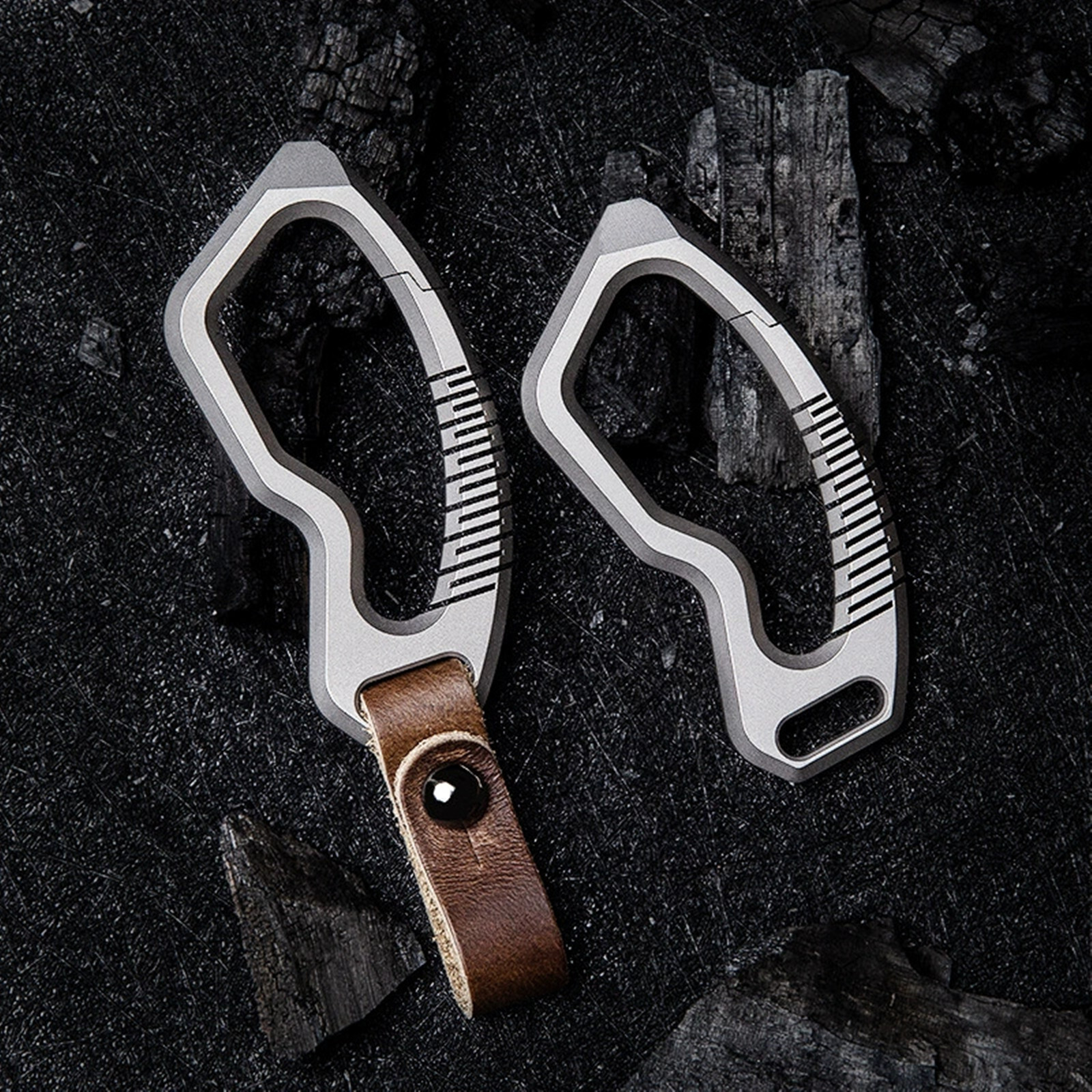EDC Titanium Alloy Leather Porable Hanging Buckle Car Keychain Key Belt Waist