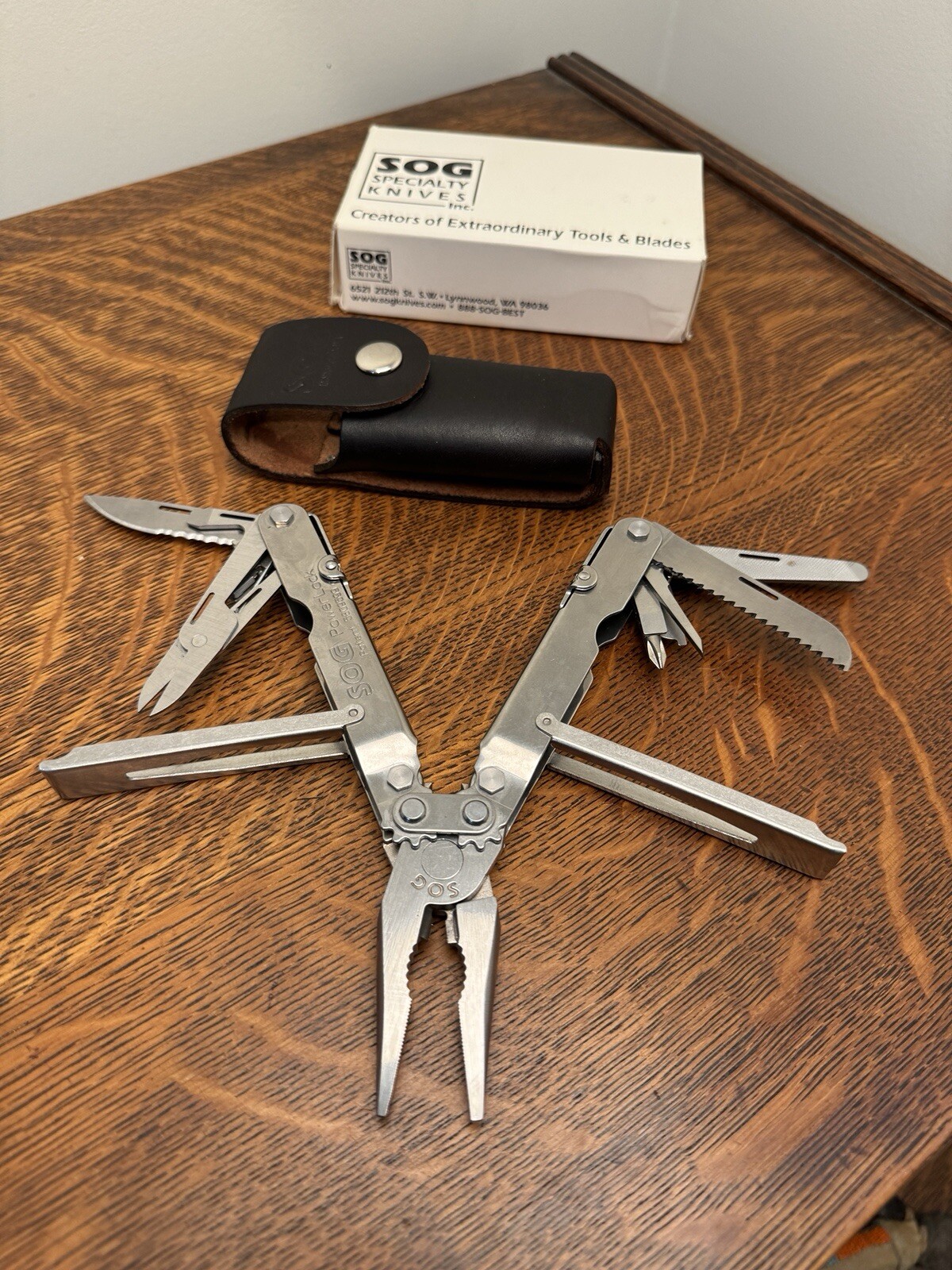 VINTAGE EARLY SOG POWER LOCK S60 UNUSED IN BOX/CASE MULTI TOOL KNIFE LYNNWOOD WA
