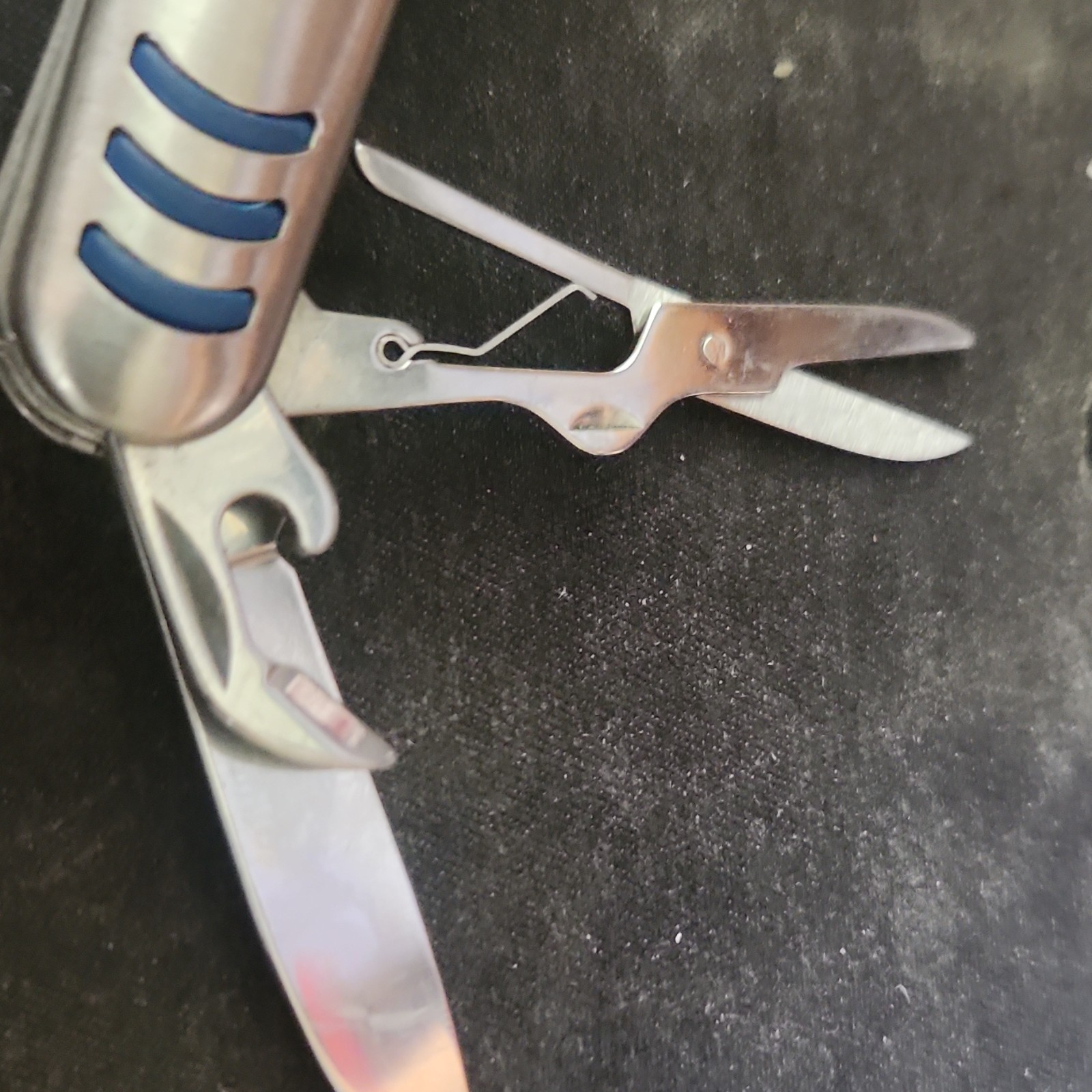 Stainless Steel 7-in-1 Multi-Tool Knife Scissors Corkscrew Blue 2in Blade
