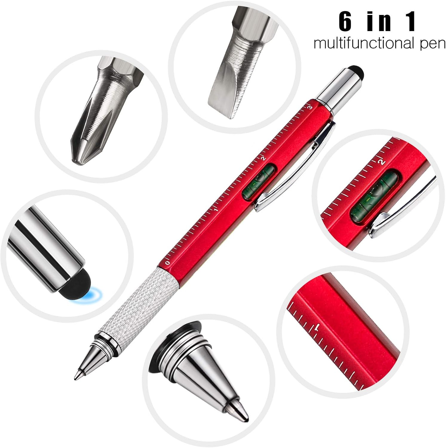 16 Pcs 6 in 1 Multitool Pen Bulk Gift for Men Multi Tool Ballpoint Pen with Scre