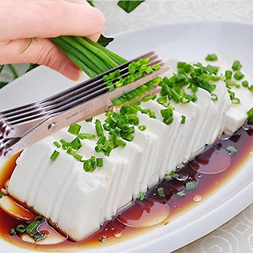 5-Layer Herb Scissors Stainless Steel Shredded Cut Kitchen Scissors Spices