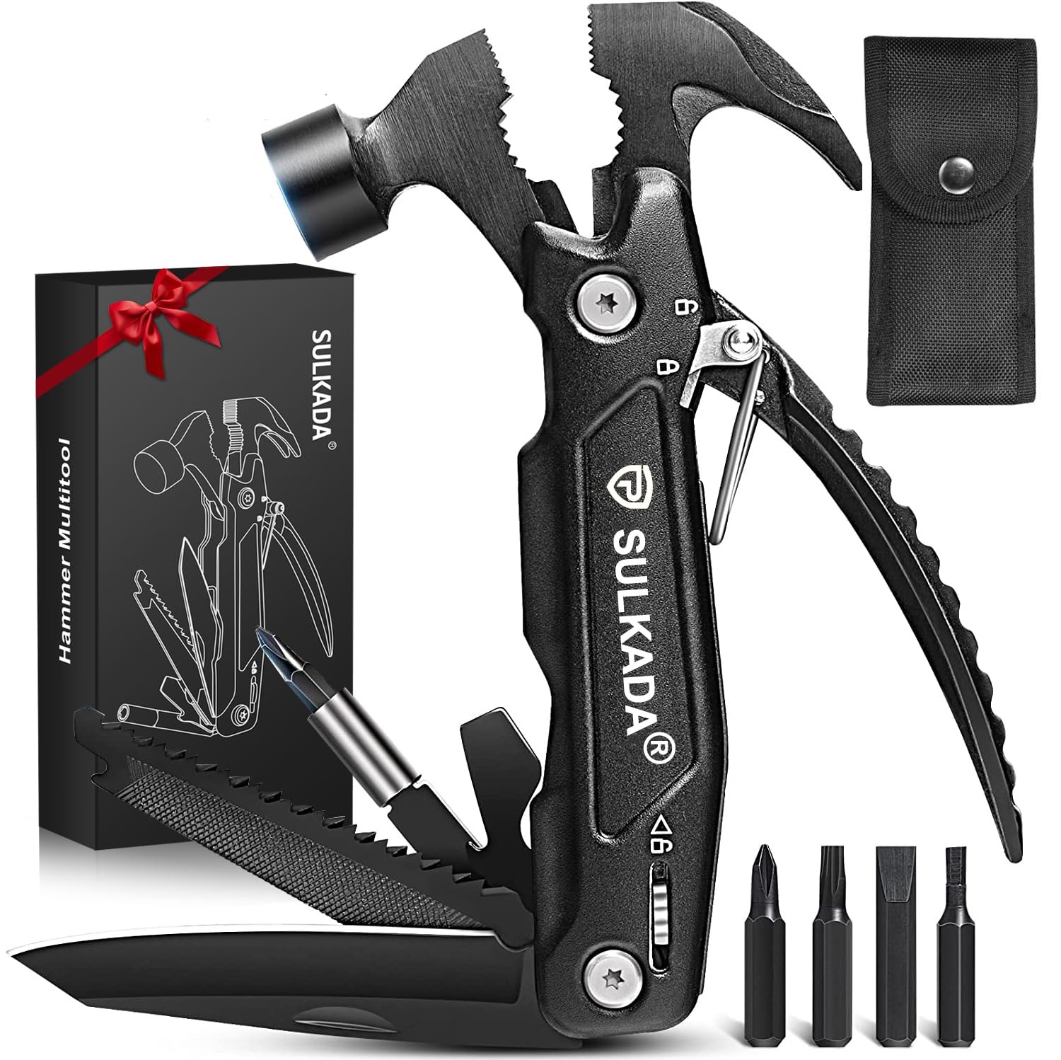 Gifts for men,Multitool Hammer 15 in 1 Camping Accessories Survival Gear,Vale…