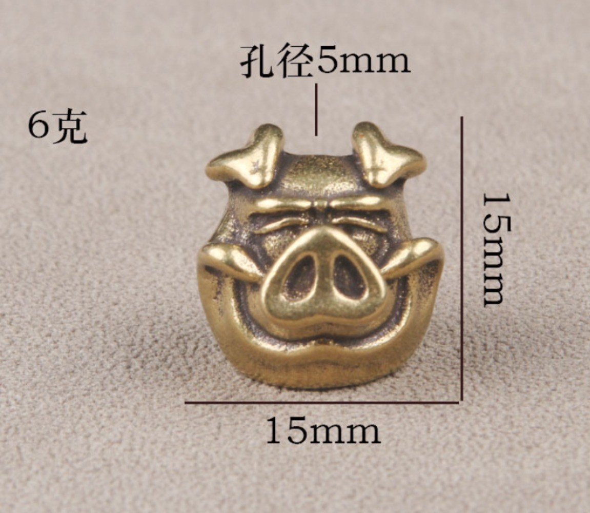 2PC EDC Brass Pig Knife Bead DIY Umbrella Rope Keychain Tool Lanyard Pendant