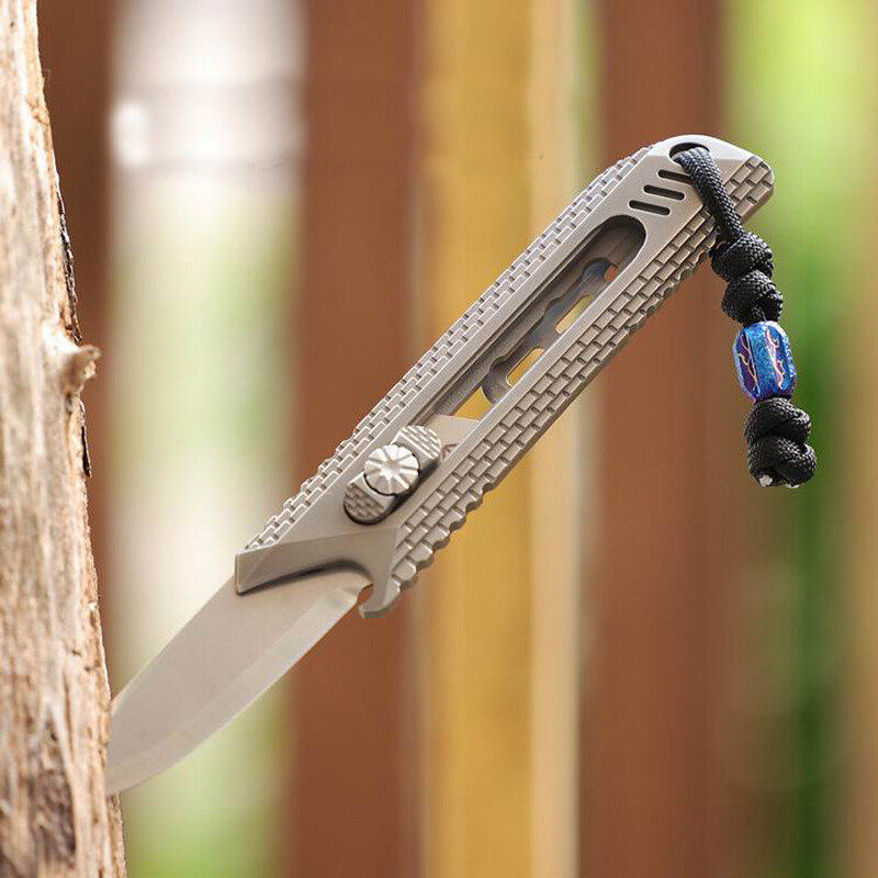 New Titanium Alloy Folding Knife Lanyard Bead Umbrella Rope Bracelet Pendant EDC