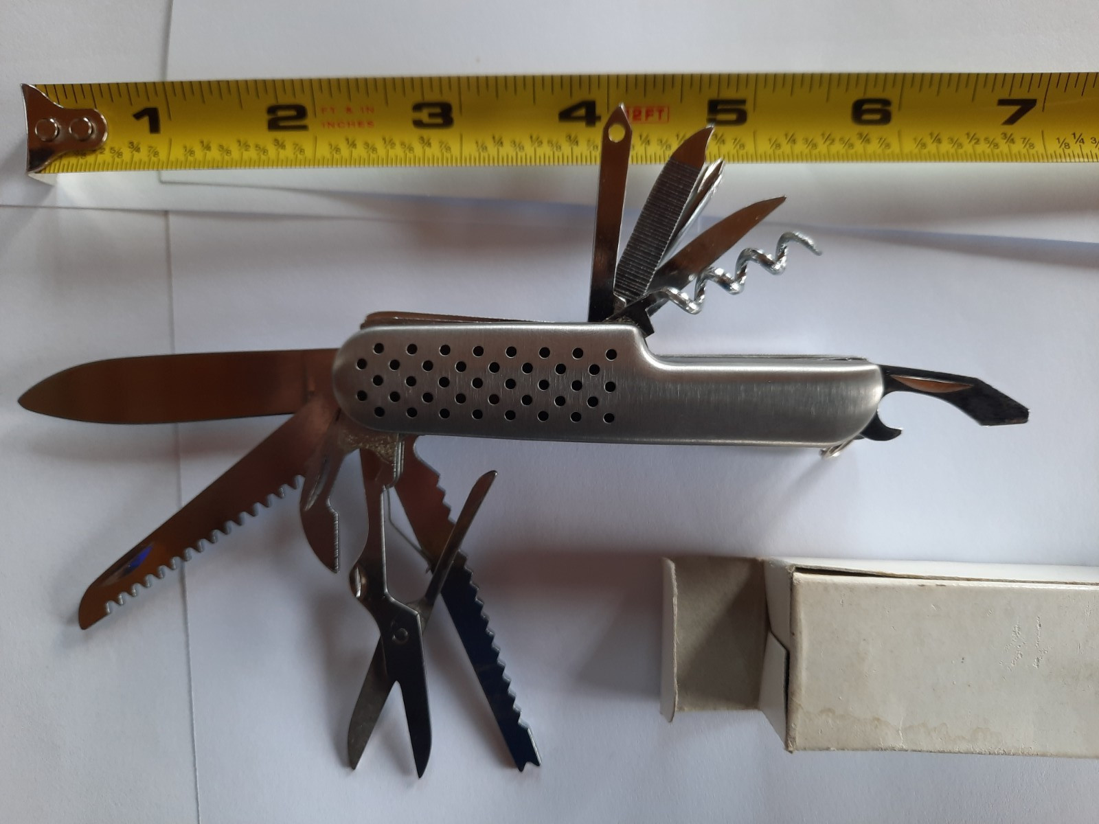 2x Stainless Steel 9-in-1 Folding Multi-Tools Knife 2in Serrated, Saw, Scissors