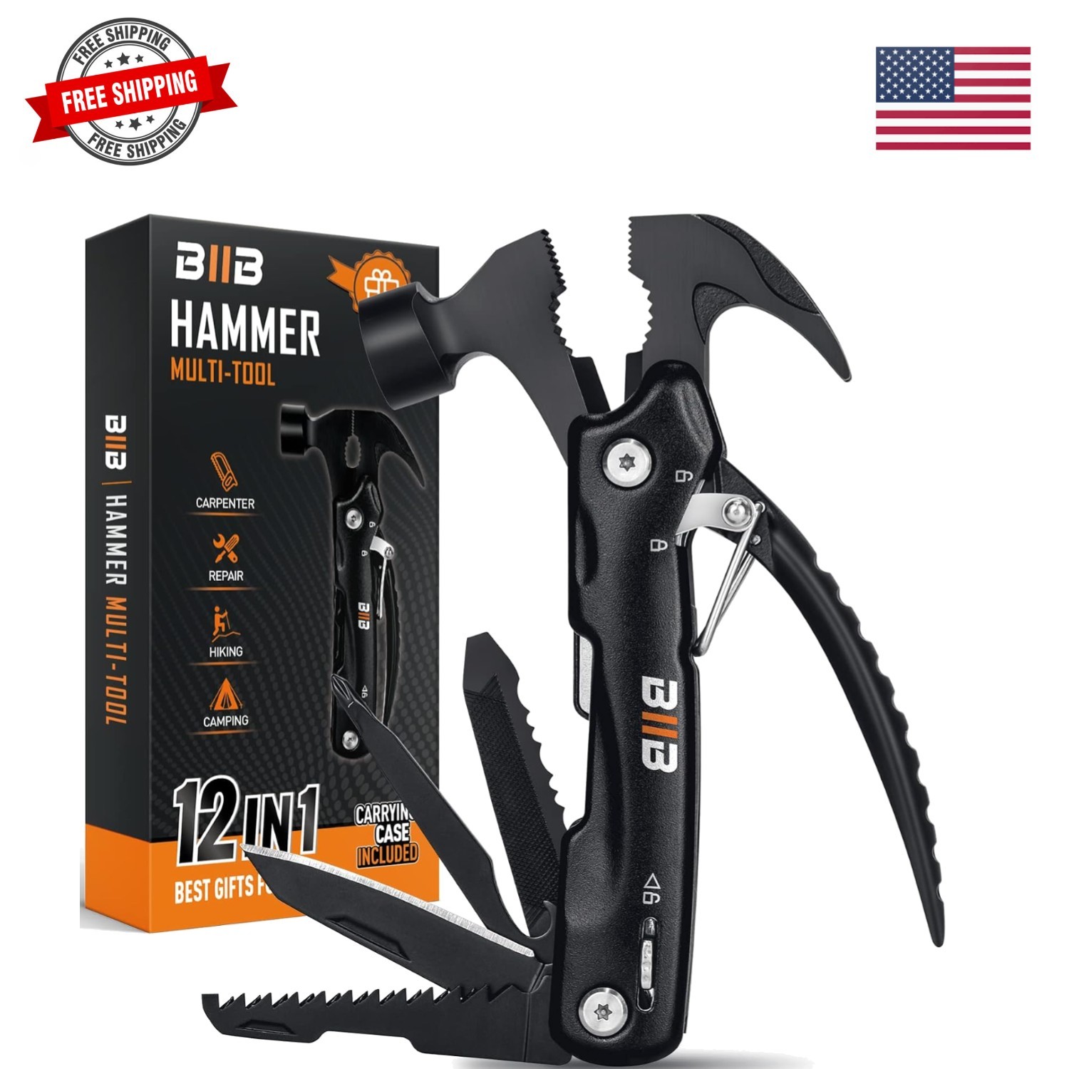 Portable 12-in-1 Multitool Hammer – Essential Gear for Camping and Outdoors