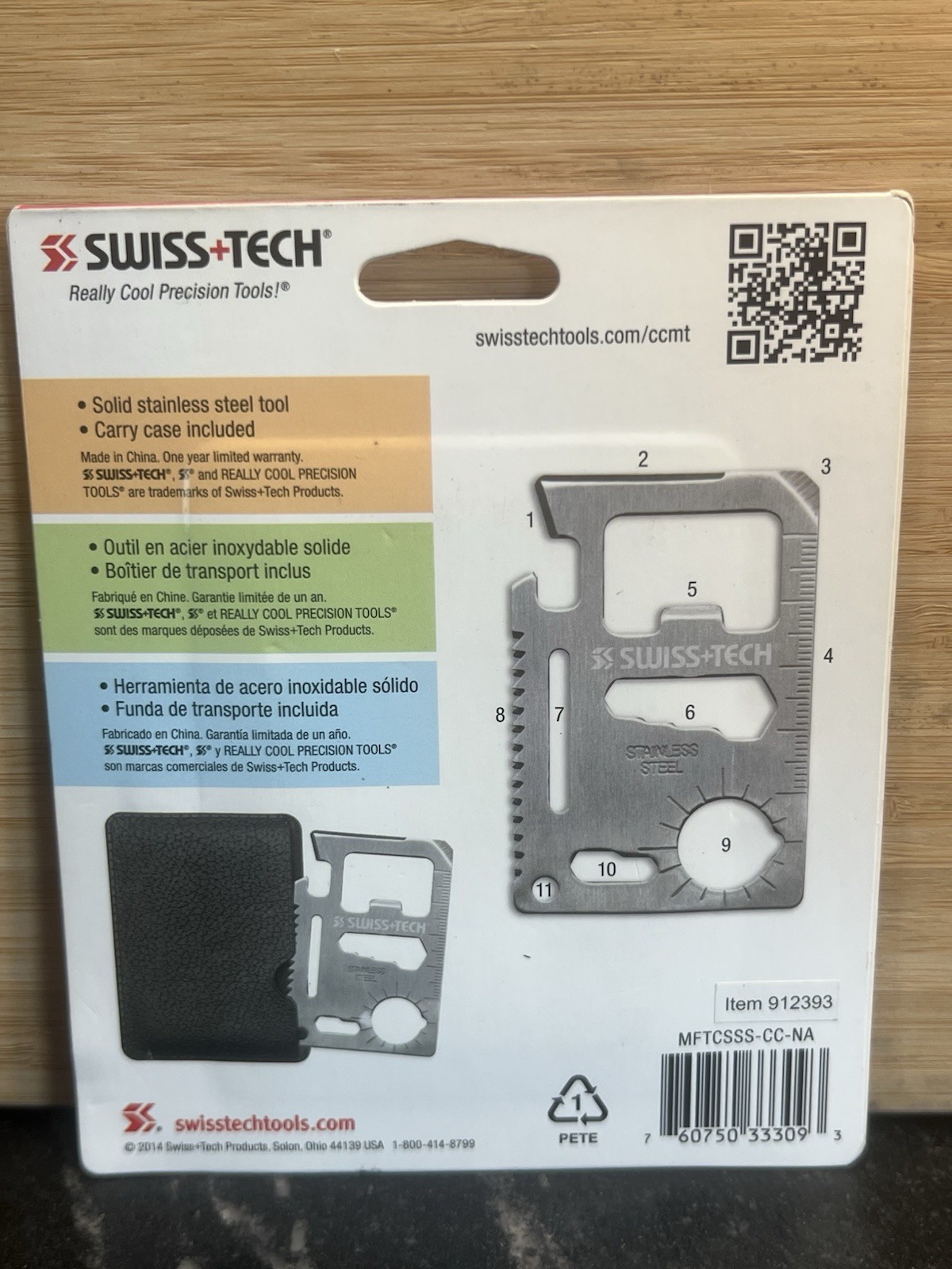 Swiss + Tech Credit Card Multi Tool Stainless Steel Survival