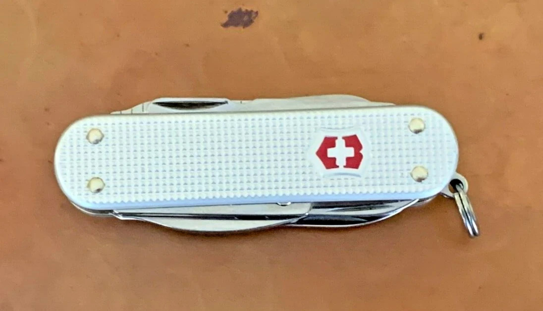 Victorinox MiniChamp Alox Swiss Army Knife, Silver Textured Scales, 14 Tools