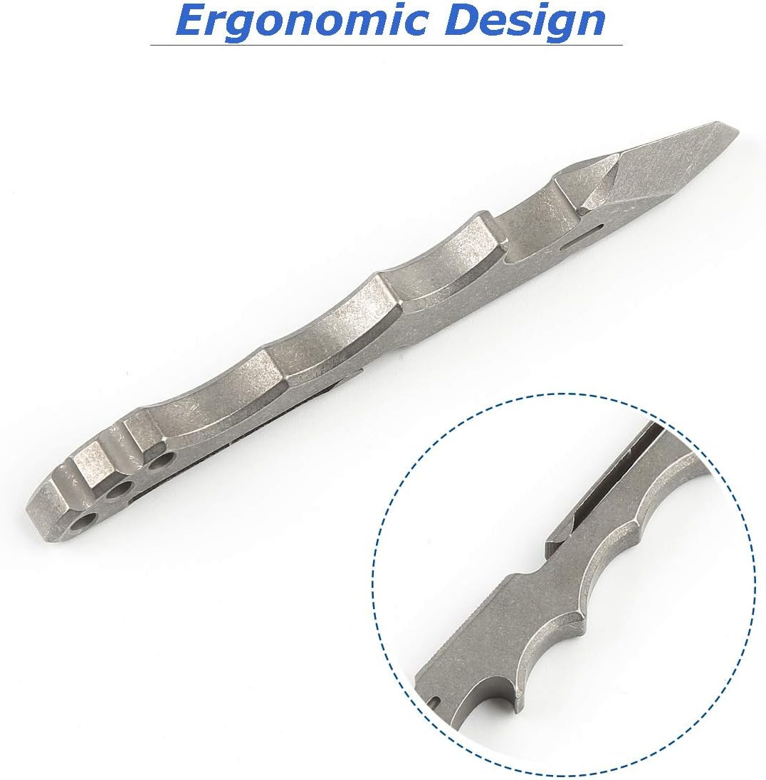 Titanium Pry Bar Multi Tool 4.65″ with Bottle Opener Box Opener Pocket Clip Func