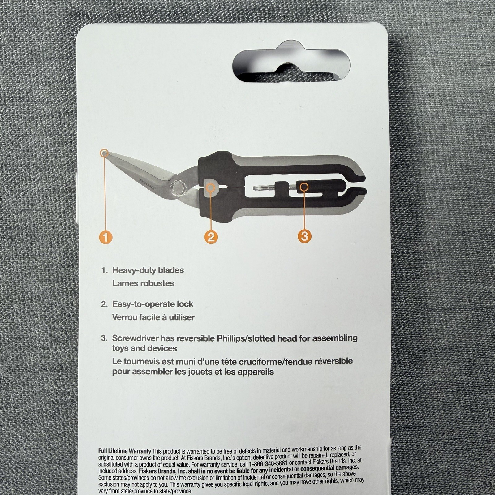 Fiskars Package Opener Scissors, Detachable Screwdriver 2 in 1 Heavy Duty Blades