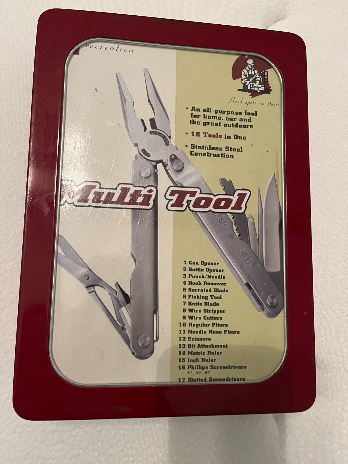 Gentlemans Multi Tool Gift Tin Box Set New In Package 18 Functions