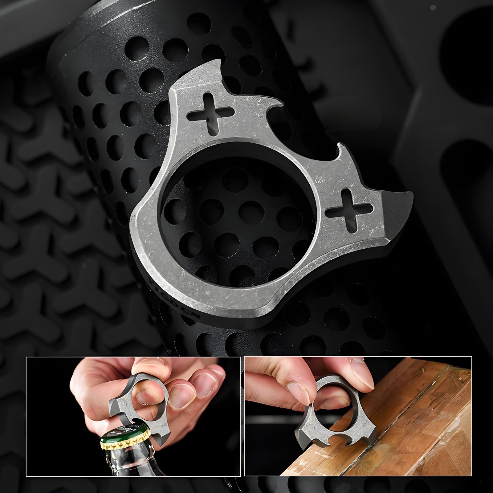 Titanium Alloy EDC Keychain Bottle Opener Ring Necklace Pocket Tool practical