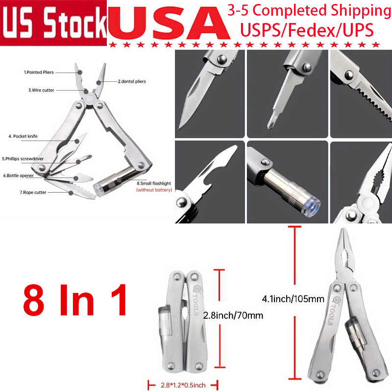 Folding Multitool Pliers Stainless Steel Pocket Portable Camping Survival Knife