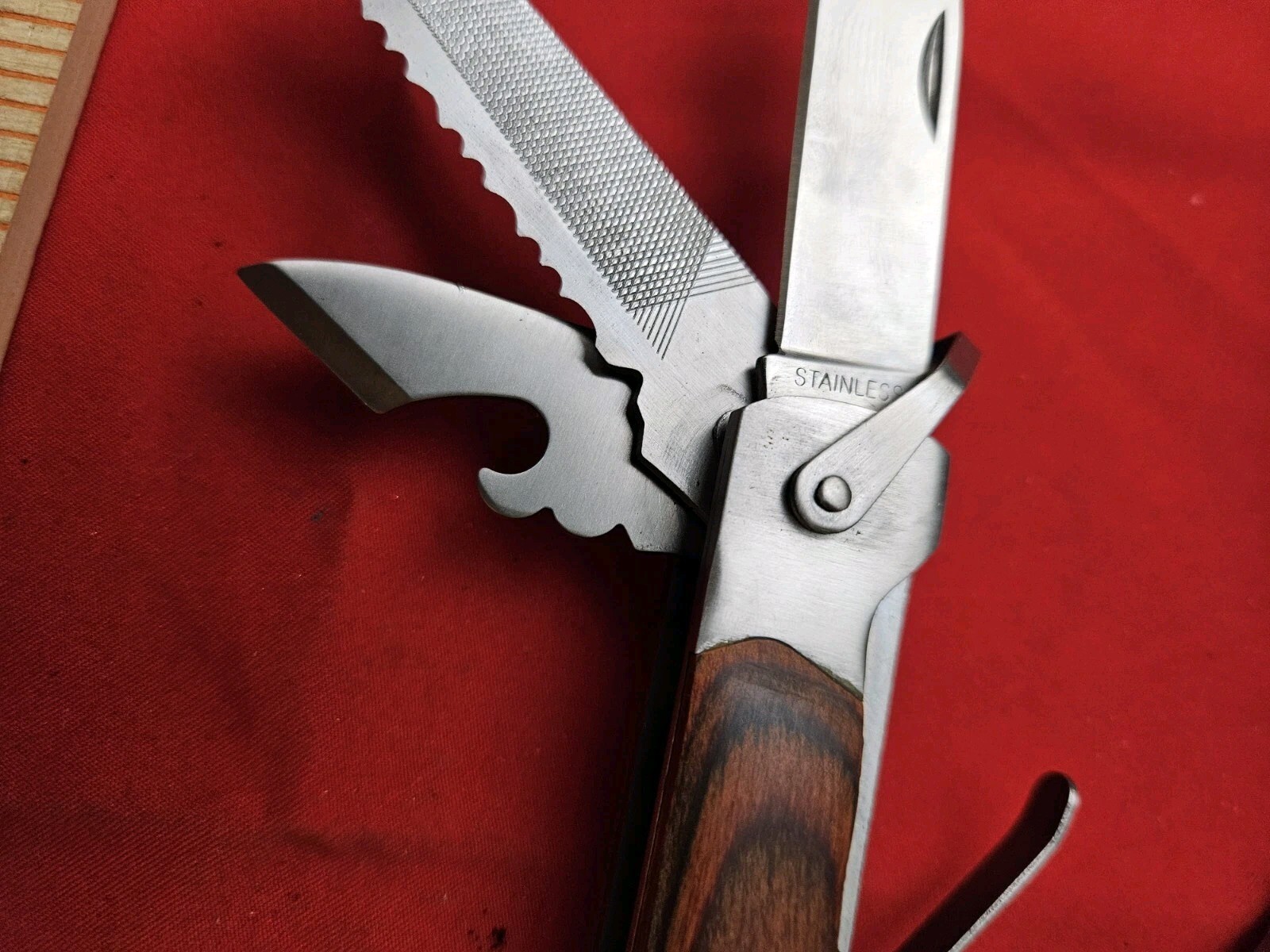 Vtg Sheffield Multi-Tool With Original Case Hammer Pliers Can Opener & More