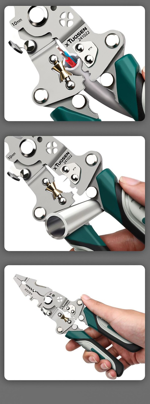 3PCS Professional 10-in-1 Folding Multi-functional Wire Stripper and Pliers – He