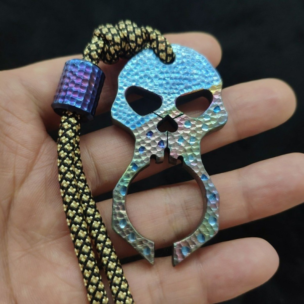Titanium Alloy EDC Multi Tool Emergency Window Breaker Skull Pendant Necklace