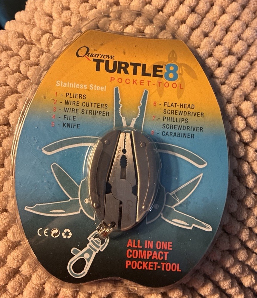 Quarrow TURTLE 8 POCKET TOOL STAINLESS STEEL COMPACT SIZE 7MMX35MMX50MM All In 1