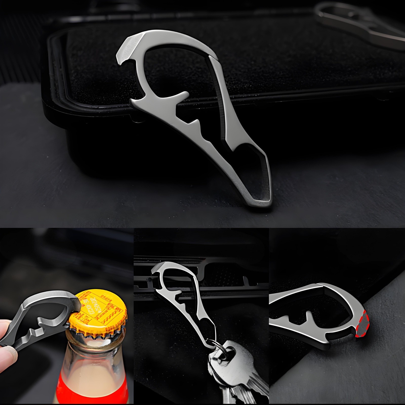 Titanium Alloy Mini Keychain Clip Bottle Opener Pry Tool Outdoor EDC Portable